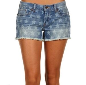 Lucky Brand Fringed Hem Lazer Stars Riley Cut-off Short Size